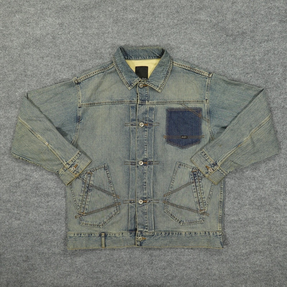 Vintage Sean John Jacket Mens Large Blue Denim Contrast Pocket Streetwear